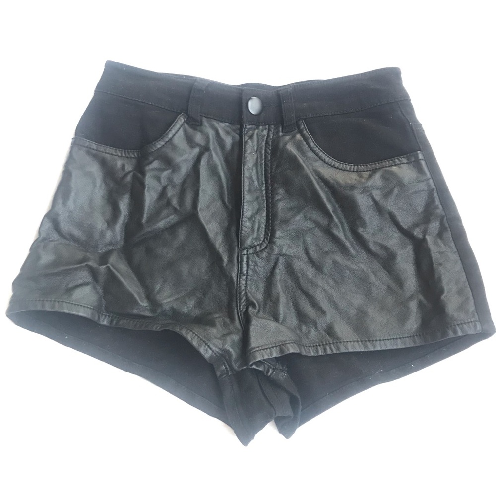 Black leather shorts